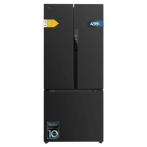 cecotec bolero coolmarket fd 499 dark e frigorifico puerta francesa de 4 puertas capacidad 499l compresor inverter modo vacaciones frio envolvente clase e 75.9x74.2x178cm color acero