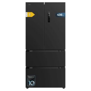 cecotec bolero coolmarket fd 436 dark e frigorifico puerta francesa de 4 puertas capacidad 510l compresor inverter total nofrost modo vacaciones frio envolvente 83.6x63.6x183cm color negro