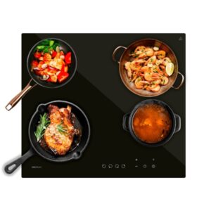 cecotec bolero squadv 4001 cocina vitroceramica encastrable 6000w 4 zonas temporizador control tactil 9 niveles de potencia indicador de calor residual color negro