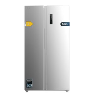 cecotec bolero coolmarket sbs 562 inox e frigorifico americano capacidad 562l luz led compresor inverter nofrost frio envolvente silencioso clase e 91.2x70.4x177cm color acero