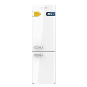 cecotec bolero coolmarket combi origin 250 nf white e frigorifico combi capacidad 250l estilo retro frio envolvente cajon humedad regulable clase e 54x68.8x186.5cm color blanco