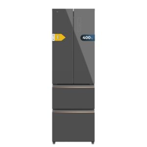 cecotec bolero coolmarket combi f2d 400 grey glass e frigorifico puerta francesa de 4 puertas capacidad 400l luz led compresor inverter total nofrost frio envolvente 60x64x191cm color gris