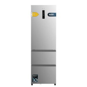 cecotec bolero coolmarket combi fd 400 inox e frigorifico puerta francesa capacidad 400l luz led compresor inverter acero inoxidable total nofrost frio envolvente 60x64x191cm color acero
