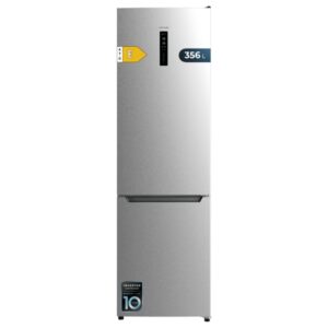 cecotec bolero coolmarket combi 356 inox e frigorifico combi capacidad 356l modo vacaciones frio envolvente cajon humedad regulable clase e 59.5x63.5x200cm color acero