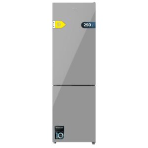 cecotec bolero coolmarket combi 250 grey glass d frigorifico combi capacidad 250l compresor inverter frio envolvente cajon humedad regulable clase e 54x57.6x180cm color gris