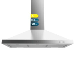 cecotec bolero flux pm 906500 inox a campana extractora de 90cm 165w succion 650m3/h luz led incluye accesorios acero inoxidable kit de montaje filtros de carbono incluidos color acero