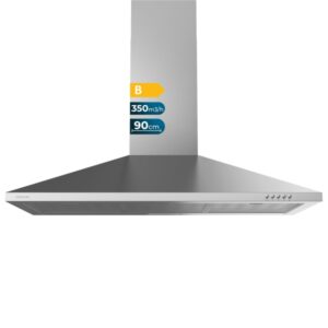 cecotec bolero flux pm 903500 inox b campana extractora de 90cm 65w succion 350m3/h luz led incluye accesorios acero inoxidable kit de montaje filtros de carbono incluidos color acero