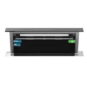 cecotec bolero flux et 908000 glass black a++ campana extractora de encimera de 90cm 210w succion 800m3/h luz led incluye accesorios acero inoxidable filtros de carbono incluidos color negro