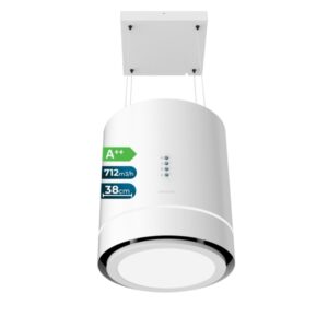 cecotec bolero flux cre 448000 white a++ campana extractora colgante de 38cm 210w succion 712m3/h luz led incluye accesorios kit de montaje filtros de carbono incluidos color blanco