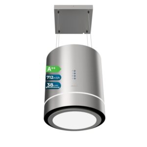 cecotec bolero flux cre 448000 inox a++ campana extractora colgante de 38cm 210w succion 712m3/h luz led incluye accesorios acero inoxidable filtros de carbono incluidos color acero