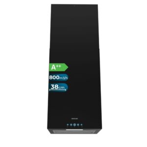 cecotec bolero flux ict 388000 black a++ campana extractora de techo de 38cm 210w succion 800m3/h luz led incluye accesorios kit de montaje filtros de carbono incluidos color negro