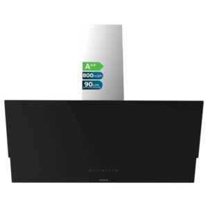 cecotec bolero flux dt 908001 glass black a++ campana extractora de 90cm 210w succion 800m3/h luz led pantalla led incluye accesorios filtros de carbono incluidos color negro