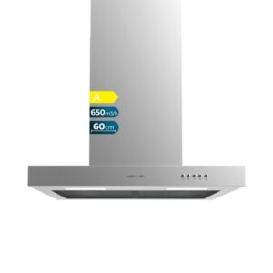 cecotec bolero flux tm 606500 inox a campana extractora de 60cm 165w succion 650m3/h luz led incluye accesorios acero inoxidable kit de montaje filtros de carbono incluidos color acero