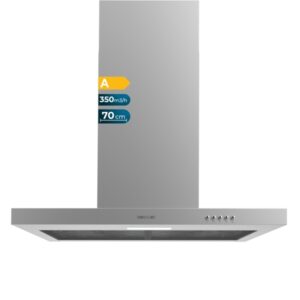 cecotec bolero flux tm 703500 inox b campana extractora de 70cm 70w succion 350m3/h luz led incluye accesorios acero inoxidable kit de montaje filtros de carbono incluidos color acero