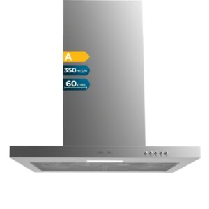 cecotec bolero flux tm 603500 inox a campana extractora de 60cm 70w succion 350m3/h luz led incluye accesorios acero inoxidable kit de montaje filtros de carbono incluidos color acero