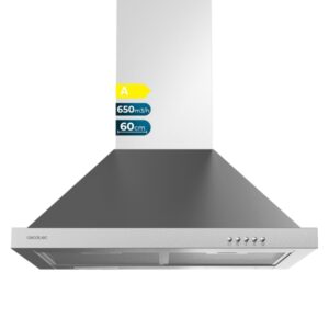cecotec bolero flux pm 606500 inox a campana extractora de 60cm 165w succion 650m3/h luz led incluye accesorios acero inoxidable kit de montaje filtros de carbono incluidos color acero