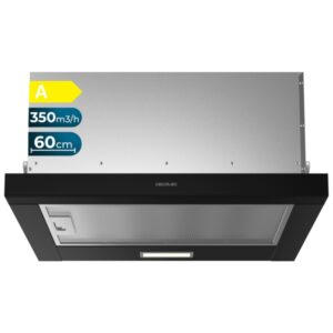cecotec bolero flux tlm 603500 black a campana extractora telescopica de 60cm 70w succion 350m3/h luz led incluye accesorios kit de montaje filtros de carbono incluidos color negro