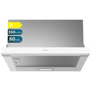 cecotec bolero flux tlm 603500 white a campana extractora telescopica de 60cm 70w succion 350m3/h luz led incluye accesorios kit de montaje filtros de carbono incluidos color blanco