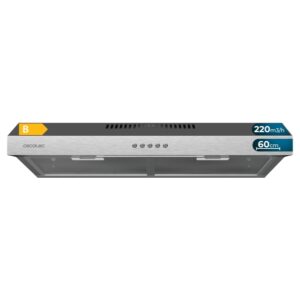 cecotec bolero flux cm 602200 inox b campana extractora convencional de 60cm 70w succion 220m3/h incluye accesorios kit de montaje color acero