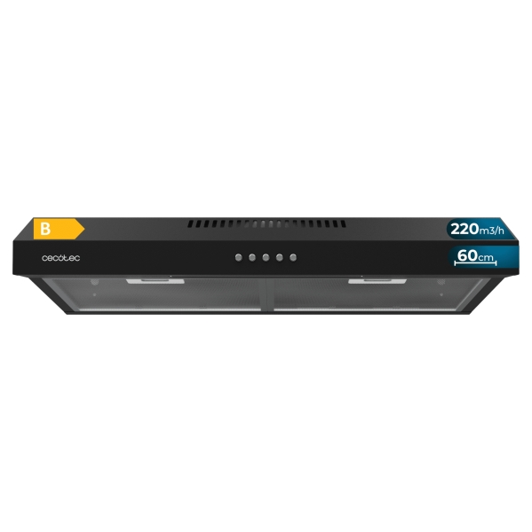 cecotec bolero flux cm 602200 black b campana extractora convencional de 60cm 70w succion 220m3/h incluye accesorios kit de montaje color negro