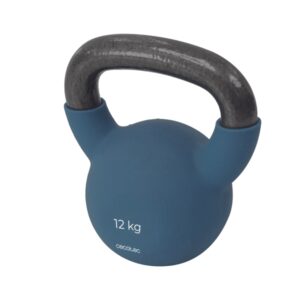 cecotec drumfit kettlebell 12000 neo pesa rusa de 12kg recubrimiento de neopreno hierro fundido agarre ergonomico 19.6cmx16cmx22.8cm color azul marino