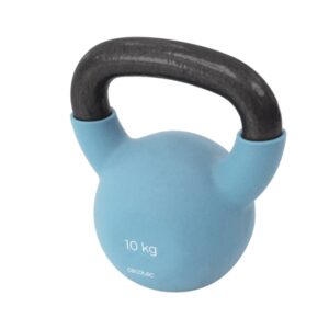 cecotec drumfit kettlebell 10000 neo pesa rusa de 10kg recubrimiento de neopreno hierro fundido agarre ergonomico 18.7cmx15cmx21cm color azul