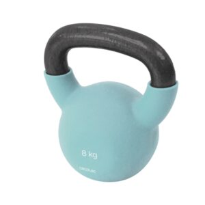 cecotec drumfit kettlebell 8000 neo pesa rusa de 8kg recubrimiento de neopreno hierro fundido agarre ergonomico 17.9cmx12.8cmx20cm color turquesa