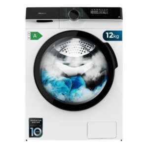 cecotec bolero dresscode 121000 a lavadora de carga frontal capacidad 12kg velocidad 1400rpm motor inverter inicio programable 14 programas color blanco y negro