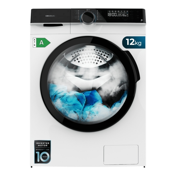cecotec bolero dresscode 121000 a lavadora de carga frontal capacidad 12kg velocidad 1400rpm motor inverter inicio programable 14 programas color blanco y negro