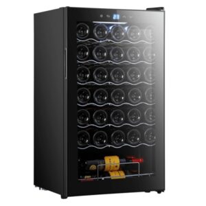 cecotec bolero grandsommelier 34030 black compressor vinoteca 34 botellas capacidad 80l silencioso 41db luz led pantalla led temperatura regulable compresor de enfriamiento color negro