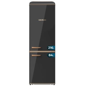cecotec bolero coolmarket combi origin 300 black e frigorifico combi capacidad 300l temperatura regulable estilo retro cajon para carne y pesado clase e color negro