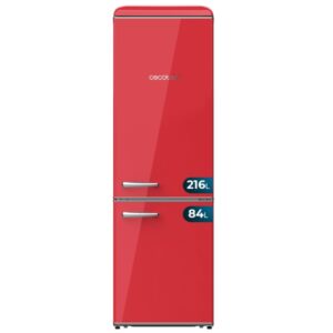 cecotec bolero coolmarket combi origin 300 red e frigorifico combi capacidad 300l temperatura regulable estilo retro cajon para carne y pesado clase e color rojo