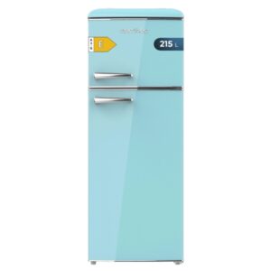 cecotec bolero coolmarket 2d origin 215 blue e frigorifico dos puertas capacidad 215l temperatura regulable estilo retro clase e 148.2x55.2x62.1cm color turquesa