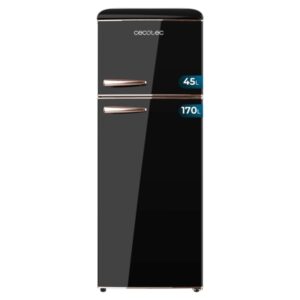 cecotec bolero coolmarket 2d origin 215 black e frigorifico dos puertas capacidad 215l temperatura regulable estilo retro clase e 148.5x55x58.5cm color negro
