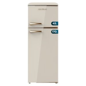 cecotec bolero coolmarket 2d origin 215 beige e frigorifico dos puertas capacidad 215l temperatura regulable estilo retro clase e 148.5x55x58.5cm color beige