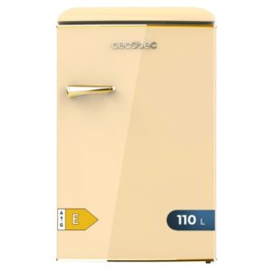 cecotec bolero coolmarket tt origin 110 beige e mini frigorifico capacidad 110l estilo retro cajon para hielo luz interior tirador cromado bandejas de cristal color beige