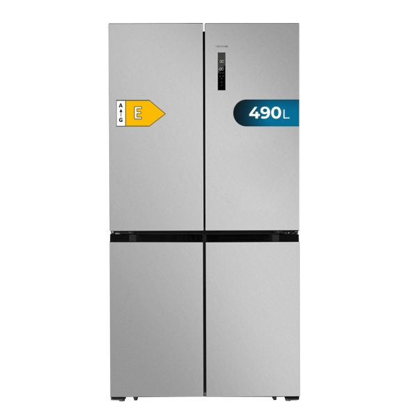 cecotec bolero coolmarket 4d 490 inox e frigorifico americano 4 puertas capacidad 490l total nofrost congelacion ultrarapida frio envolvente clase e 183x91cm color acero