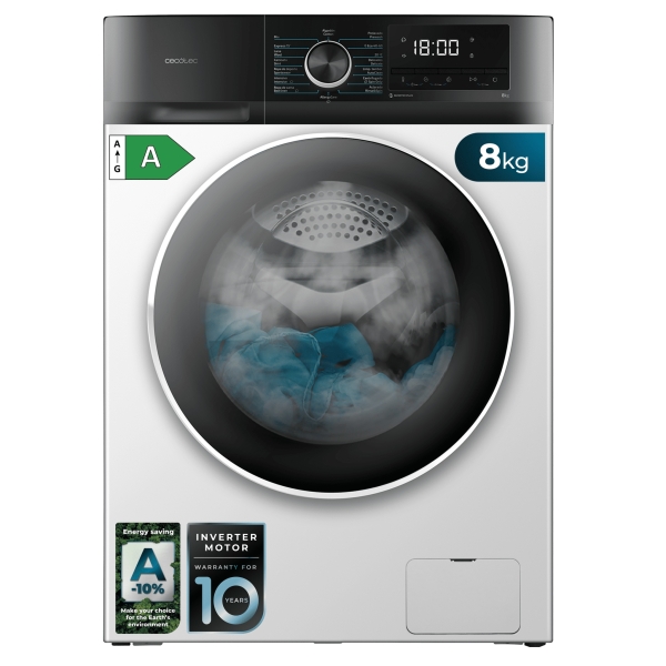 cecotec bolero dresscode 8500 inverter a lavadora de carga frontal capacidad 8kg velocidad 1400rpm seguro infantil display led motor inverter inicio programable color blanco y negro
