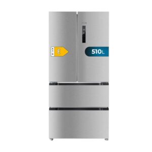 cecotec bolero coolmarket fd 510 inox e frigorifico puerta francesa de 4 puertas capacidad 510l total nofrost congelacion ultrarapida frio envolvente clase e 183x85cm color acero