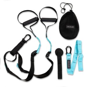 cecotec drumfit tst total suspension trainer correas de suspension soporta hasta 200kg agarre ergonomico de 3.5cm 1m de largo color negro y azul