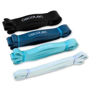 cecotec drumfit power band set set de 4 bandas elasticas de 15 a 60kg bolsa de transporte latex color surtido