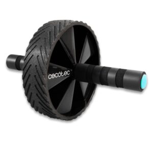 cecotec drumfit ab wheel rueda abdominal soporta hasta 200kg multifuncion agarre antideslizante acolchado esterilla incluida recubrimiento de goma 29.3x18x18cm color negro