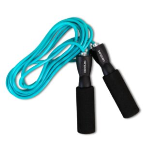 cecotec drumfit jump rope comba de pvc agarre con espuma antideslizante 295cm de largo color negro y azul