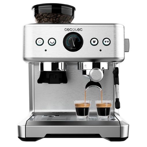 cecotec power espresso 20 barista maestro cafetera espresso 2250w capacidad 250g presion 20bar molinillo integrado manometro espumador color acero inoxidable
