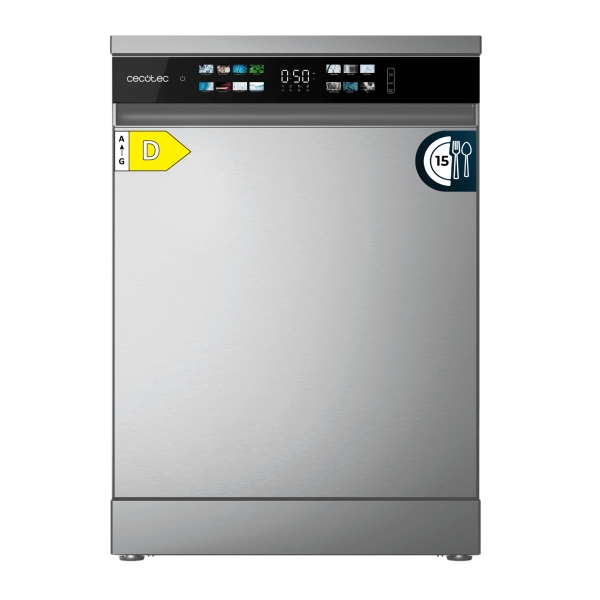 cecotec bolero aguazero 6210 inox d lavavajillas de 60cm 15 cubiertos temperatura regulable seguro infantil pantalla xxl 8 programas inicio programable funcion media carga color acero