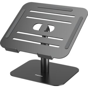 fellowes alumia elevador para portatil de sobremesa hasta 15" ajustes de altura entre15 y 30cm plataforma con inclinacion ajustable fabricado en aluminio color negro