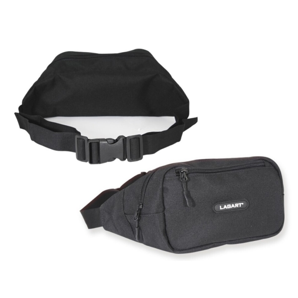 lagart riñonera fabricada en poliester 900d varios bolsillos cinta ajustable medidas 26x15x8cm color negro