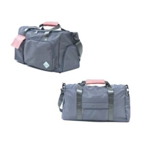 lagart bolsa deportiva con compartimento para zapatillas asas de mano con refuerzo bandolera ajustable medidas 44x20x26cm color gris con detalle en rosa