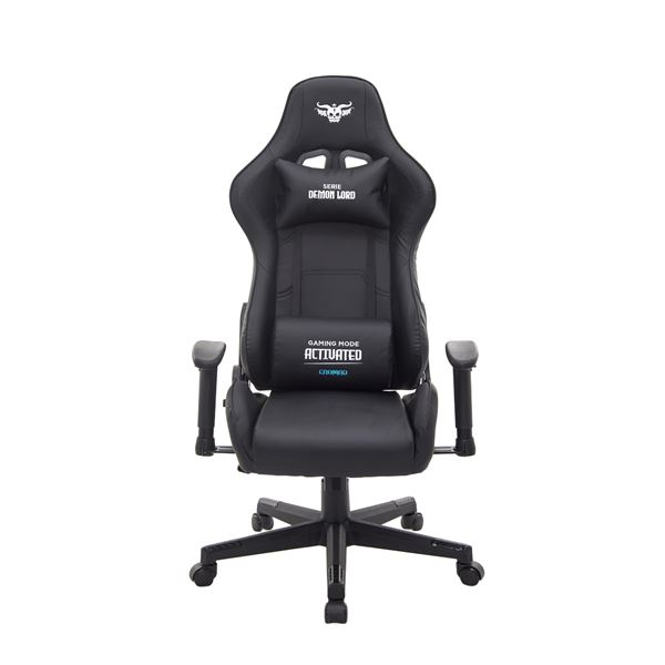 cromad serie demon lord silla gaming estructura robusta piel sintetica de alta calidad altura regulable con piston de gas clase 2 respaldo reclinable cojin lumbar y cervical reposabrazos regulables color negro