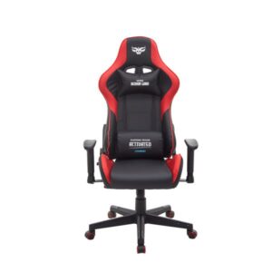 cromad serie demon lord silla gaming estructura robusta piel sintetica de alta calidad altura regulable con piston de gas clase 2 respaldo reclinable cojin lumbar y cervical reposabrazos regulables color negro/rojo